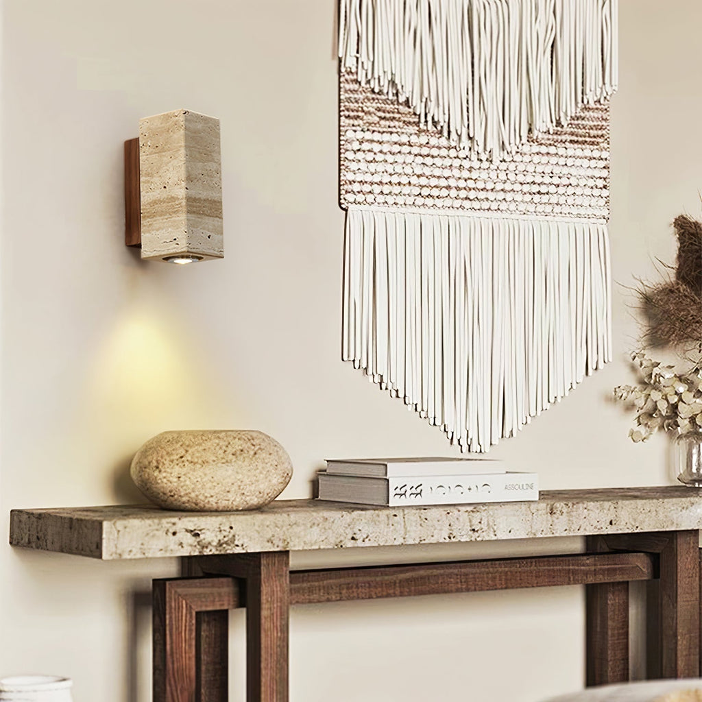Celore Cylindre-Bois Travertin Luminaire Mural - Neutralighting