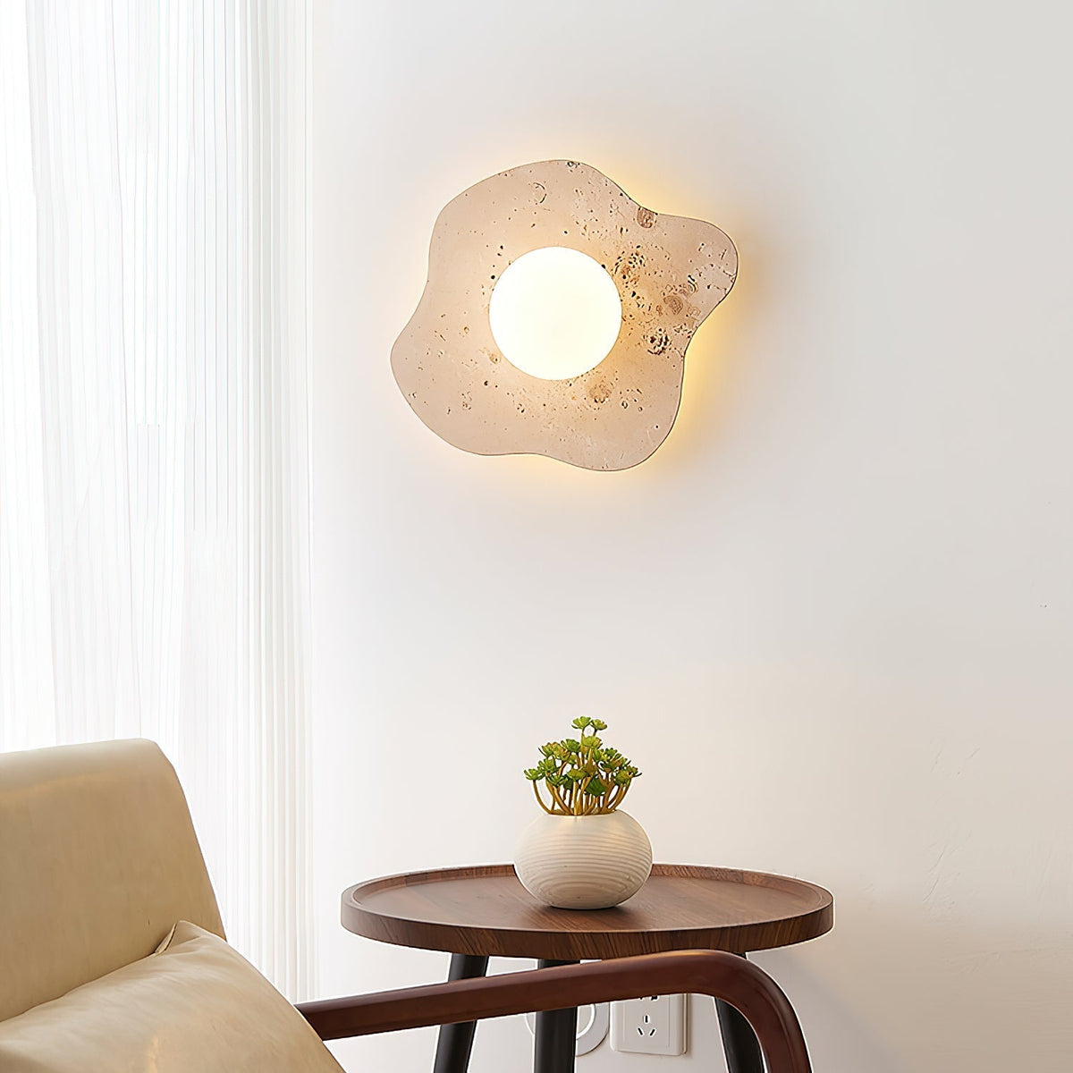 Tinduvyj Moderne Minimaliste Travertin Verre Applique Murale - Neutralighting