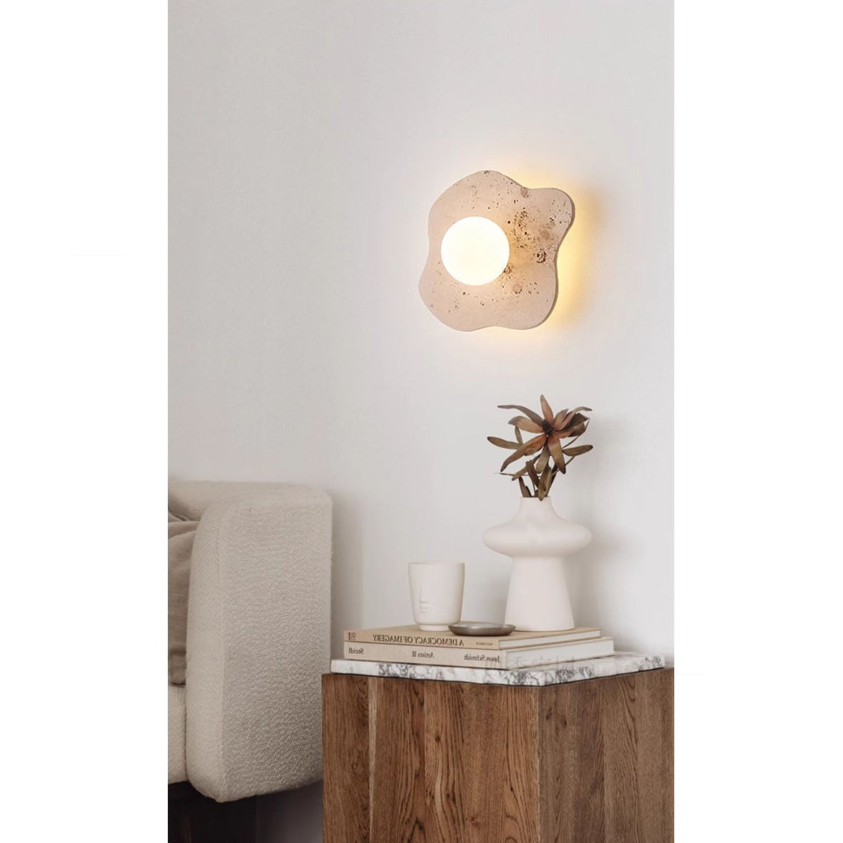 Tinduvyj Moderne Minimaliste Travertin Verre Applique Murale - Neutralighting