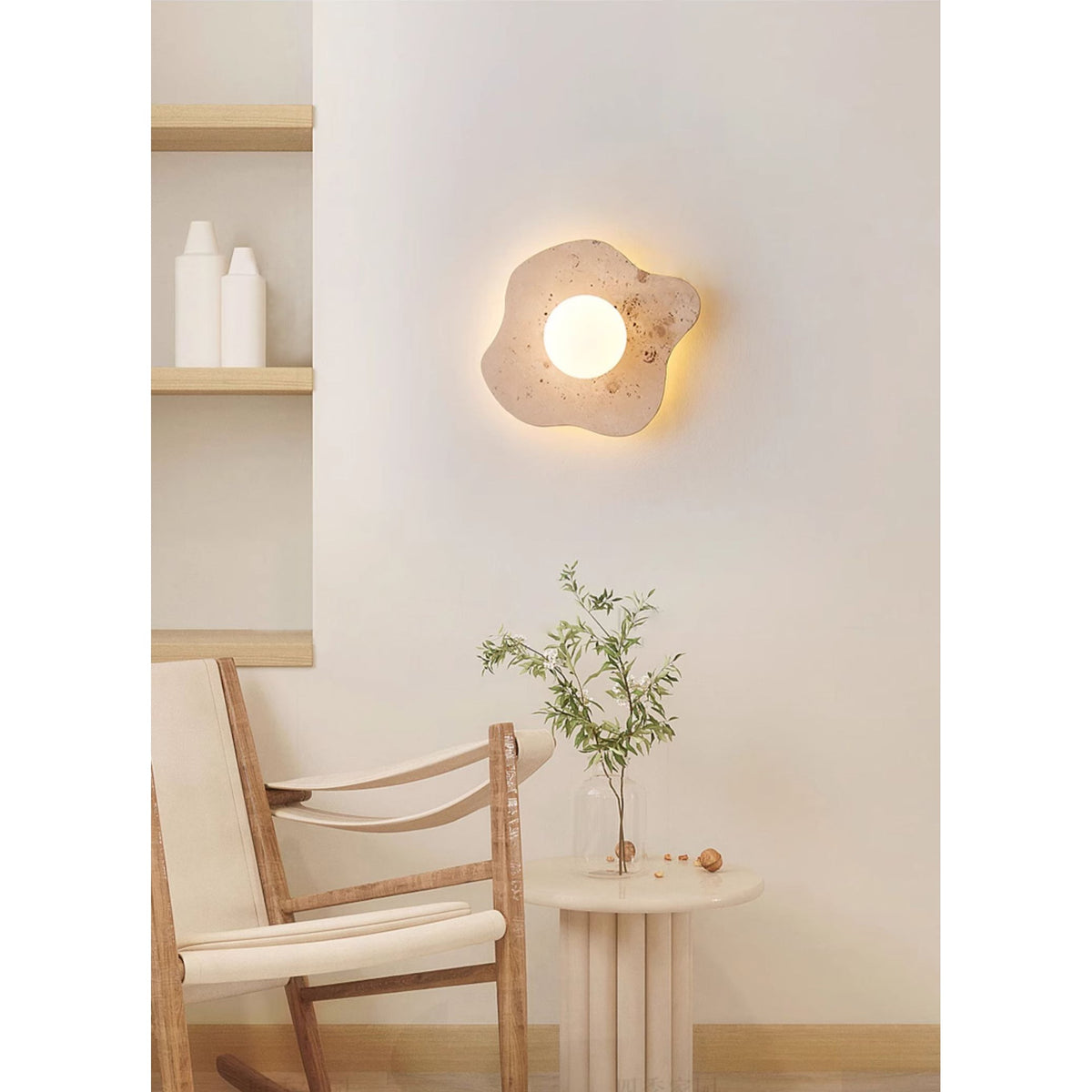 Tinduvyj Moderne Minimaliste Travertin Verre Applique Murale - Neutralighting