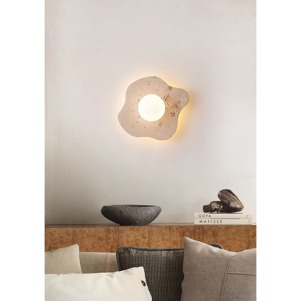 Tinduvyj Moderne Minimaliste Travertin Verre Applique Murale - Neutralighting