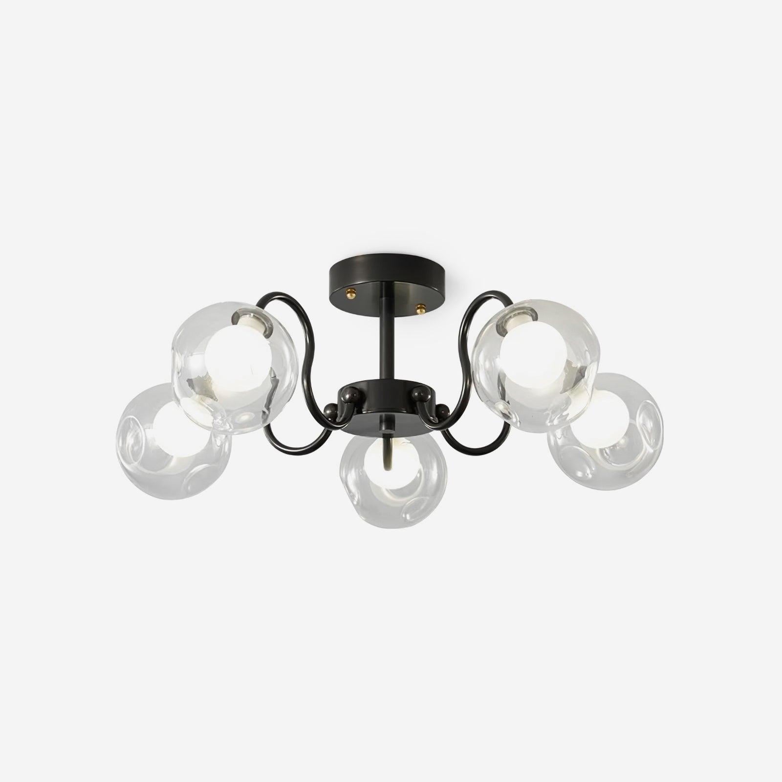 Orb Lustre Plafonnier Verre Globe Fleur Cadre Noir - Neutralighting