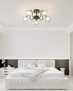 Orb Lustre Plafonnier Verre Globe Fleur Cadre Noir - Neutralighting