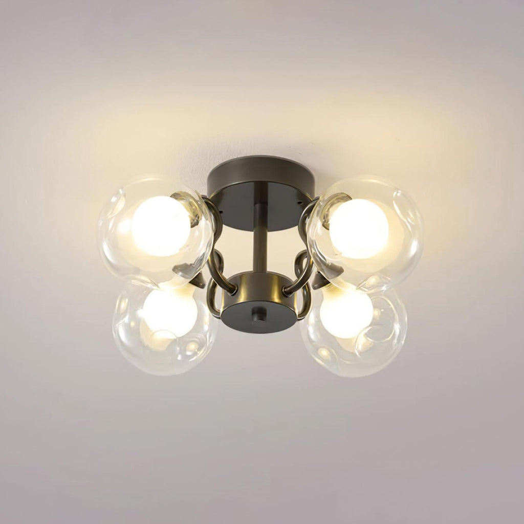 Orb Lustre Plafonnier Verre Globe Fleur Cadre Noir - Neutralighting