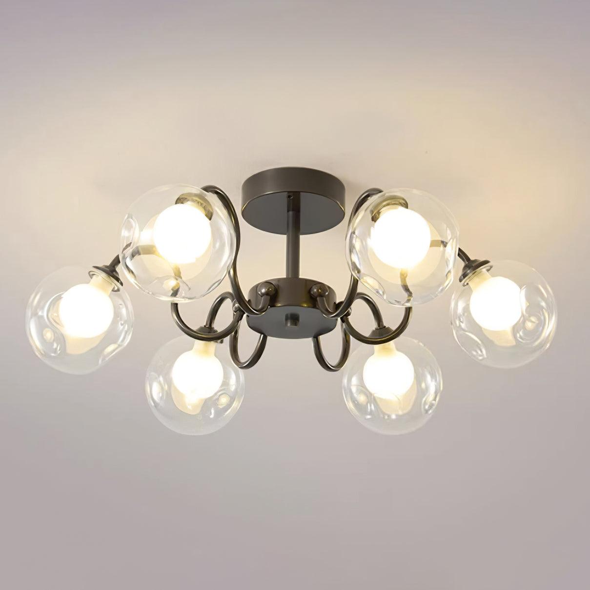 Orb Lustre Plafonnier Verre Globe Fleur Cadre Noir - Neutralighting