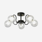 Orb Lustre Plafonnier Verre Globe Fleur Cadre Noir - Neutralighting