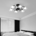 Orb Lustre Plafonnier Verre Globe Fleur Cadre Noir - Neutralighting