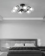Orb Lustre Plafonnier Verre Globe Fleur Cadre Noir - Neutralighting