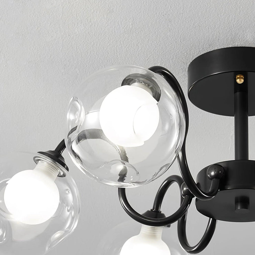 Orb Lustre Plafonnier Verre Globe Fleur Cadre Noir - Neutralighting