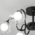 Orb Lustre Plafonnier Verre Globe Fleur Cadre Noir - Neutralighting