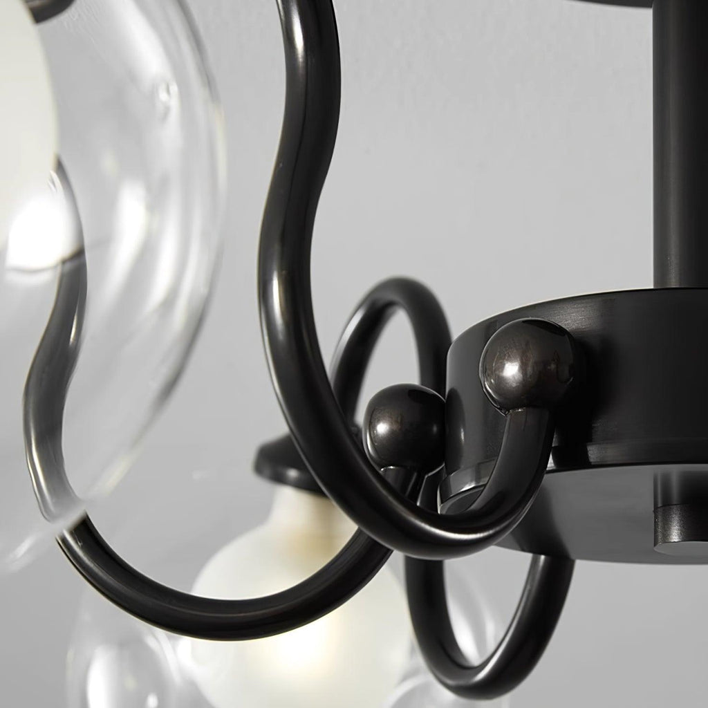Orb Lustre Plafonnier Verre Globe Fleur Cadre Noir - Neutralighting