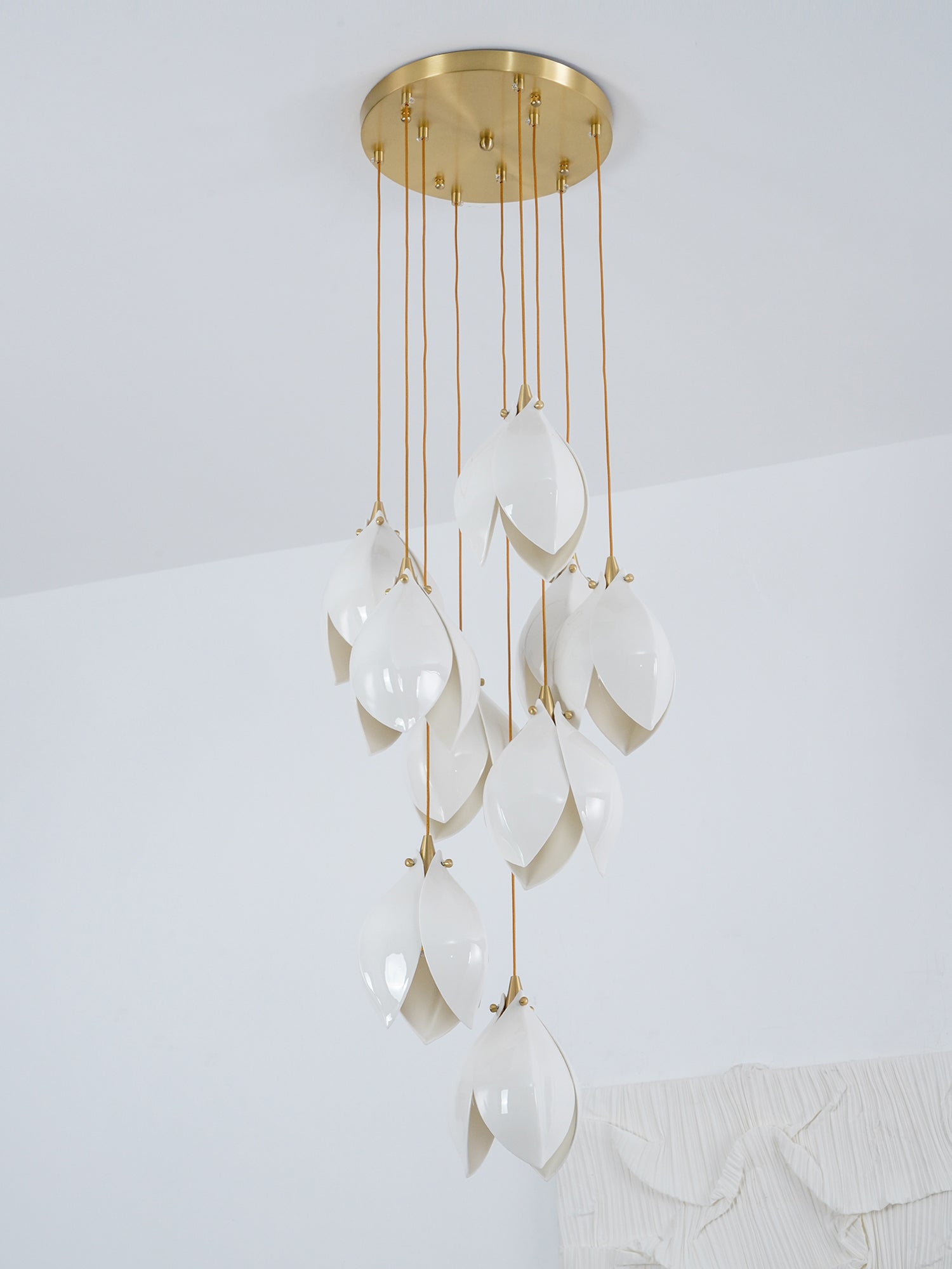 Lustra Suspension Lampe Céramique Florale Blanche - Neutralighting