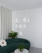 Lustra Suspension Lampe Céramique Florale Blanche - Neutralighting
