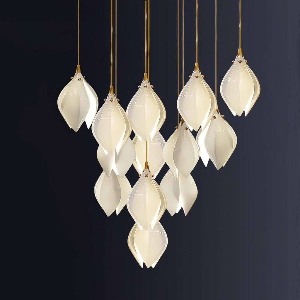 Lustra Suspension Lampe Céramique Florale Blanche - Neutralighting