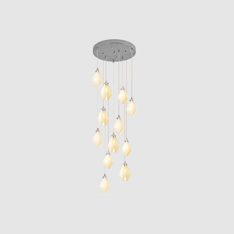 Lustra Suspension Lampe Céramique Florale Blanche - Neutralighting