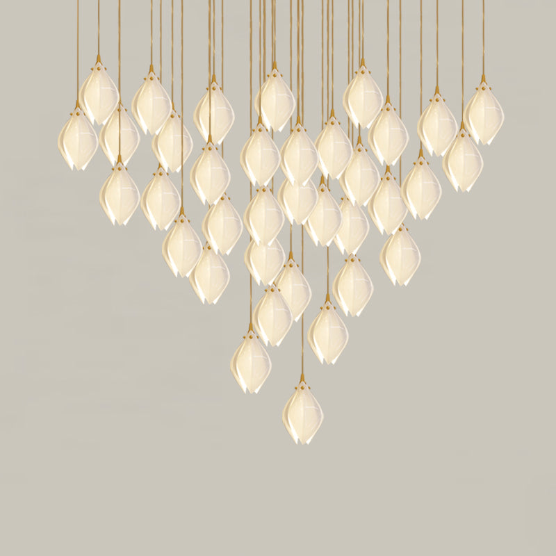 Lustra Suspension Lampe Céramique Florale Blanche - Neutralighting