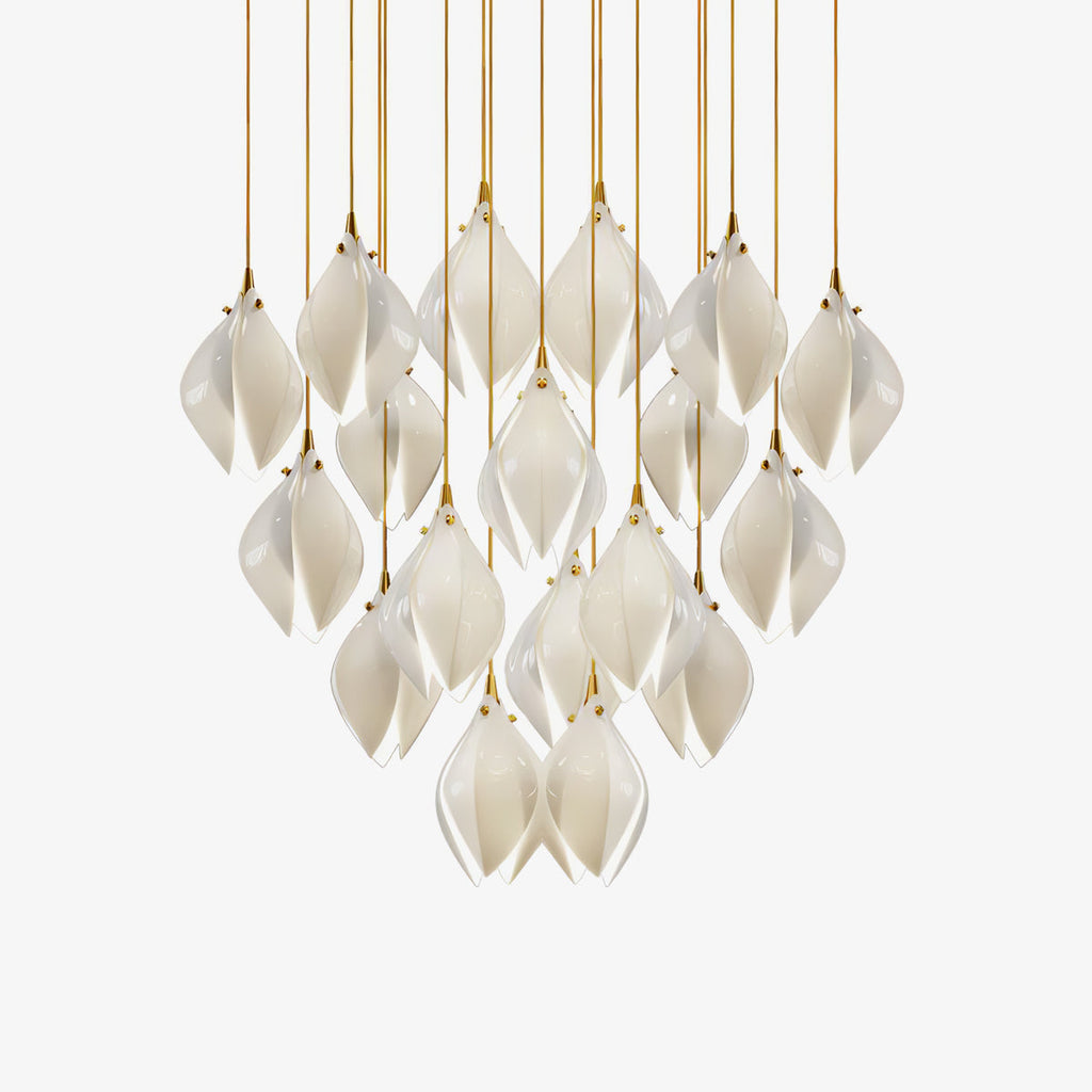Lustra Suspension Lampe Céramique Florale Blanche - Neutralighting