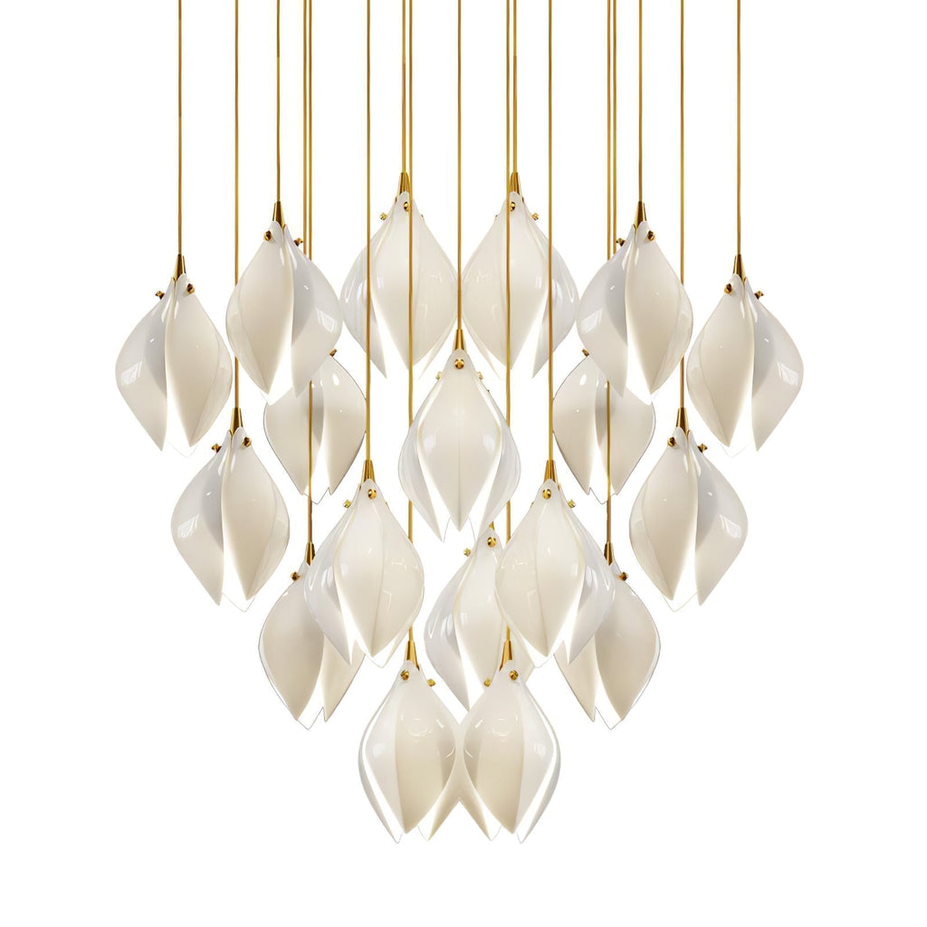 Lustra Suspension Lampe Céramique Florale Blanche - Neutralighting