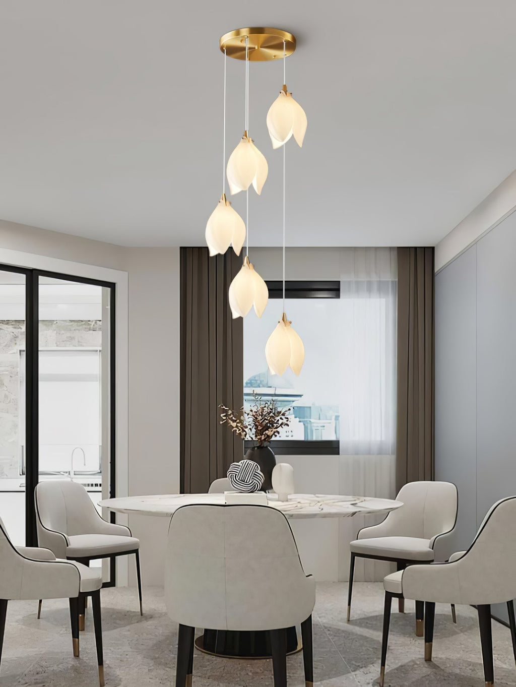 Lustra Suspension Lampe Céramique Florale Blanche - Neutralighting