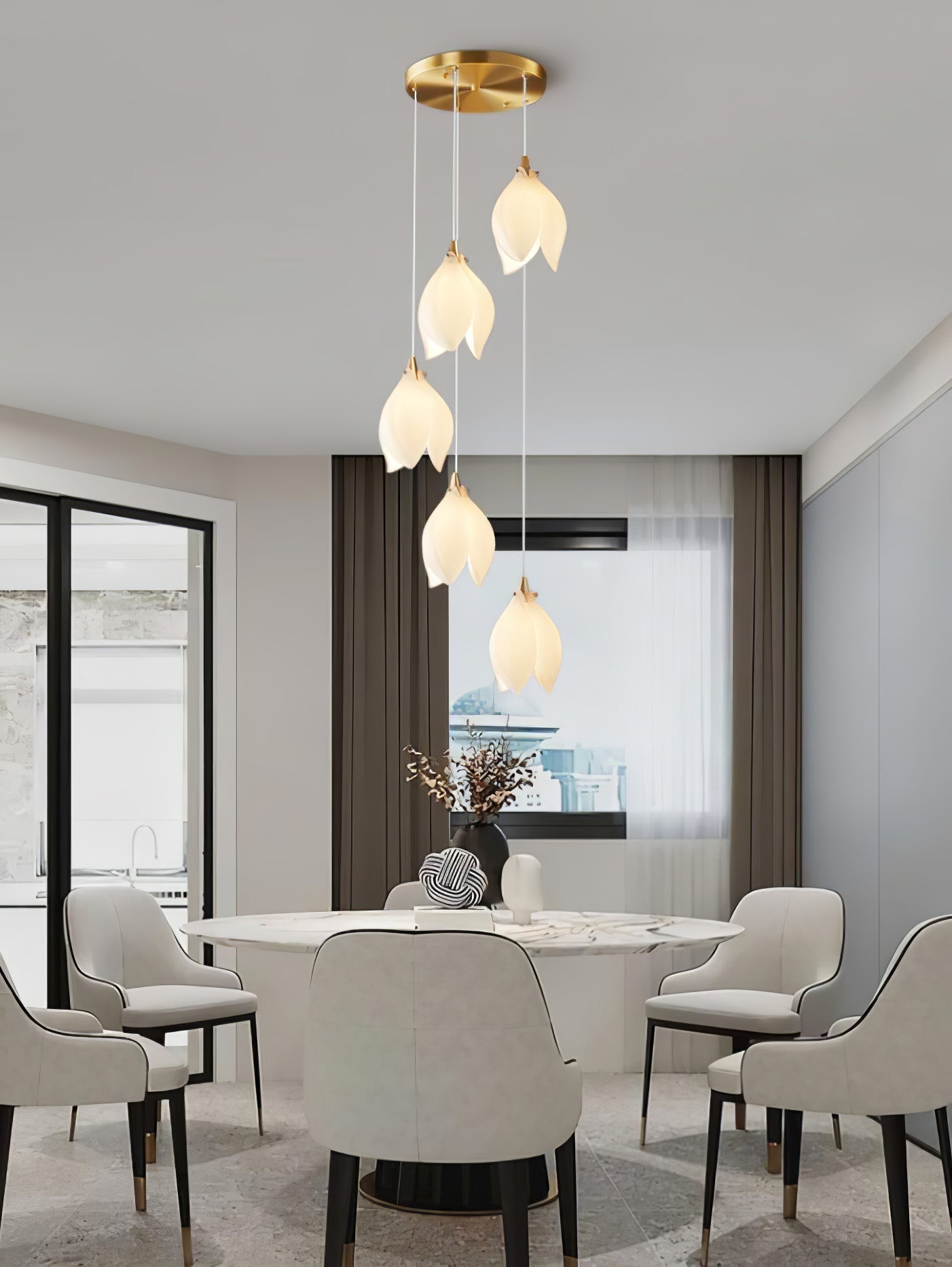 Lustra Suspension Lampe Céramique Florale Blanche - Neutralighting