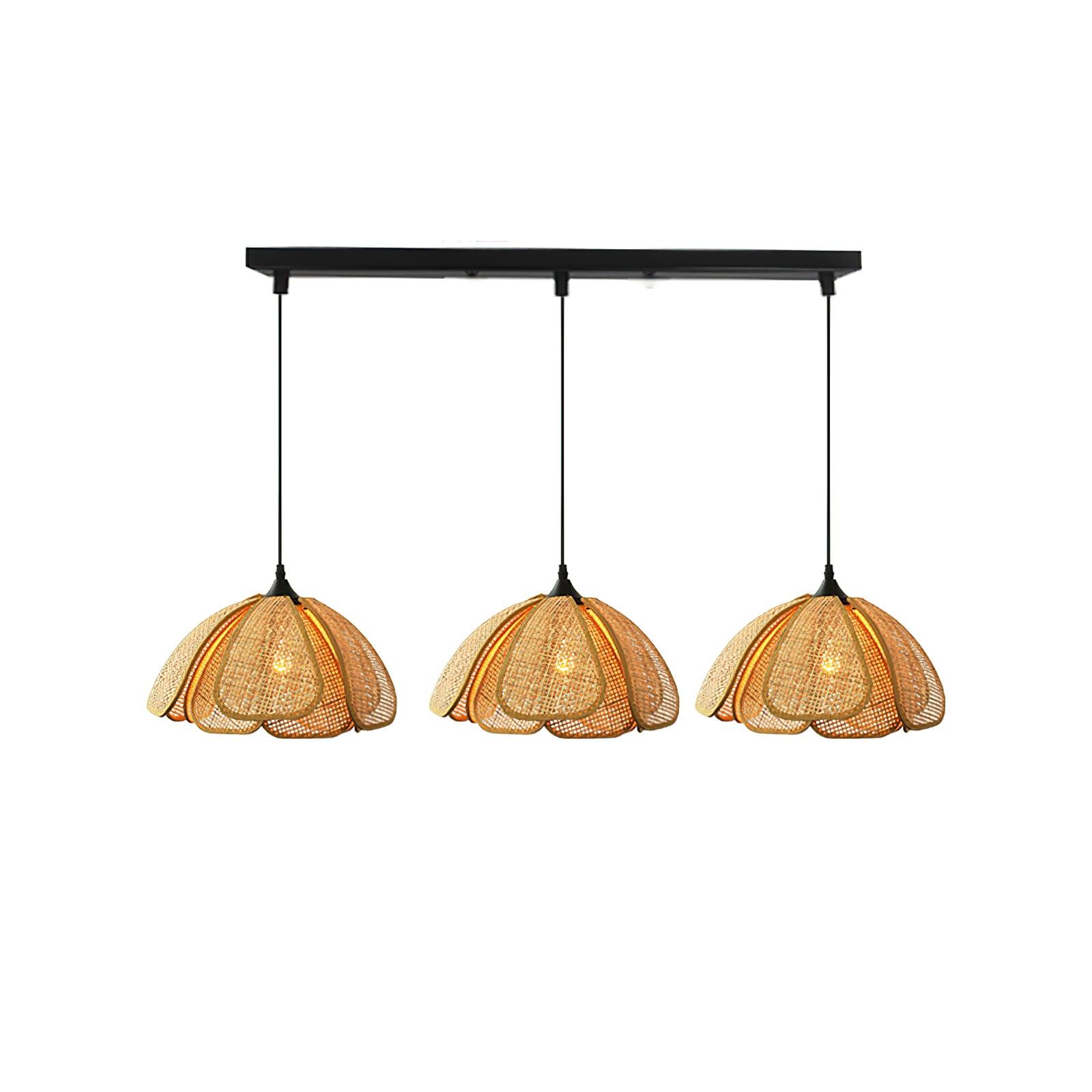 Eurvinel Élégance Floraison Rotin Tissu Suspension - Neutralighting