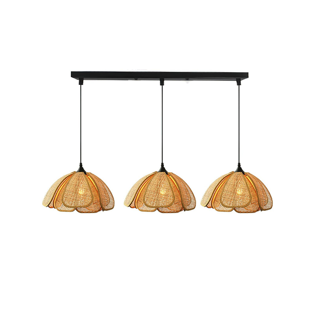 Eurvinel Élégance Floraison Rotin Tissu Suspension - Neutralighting