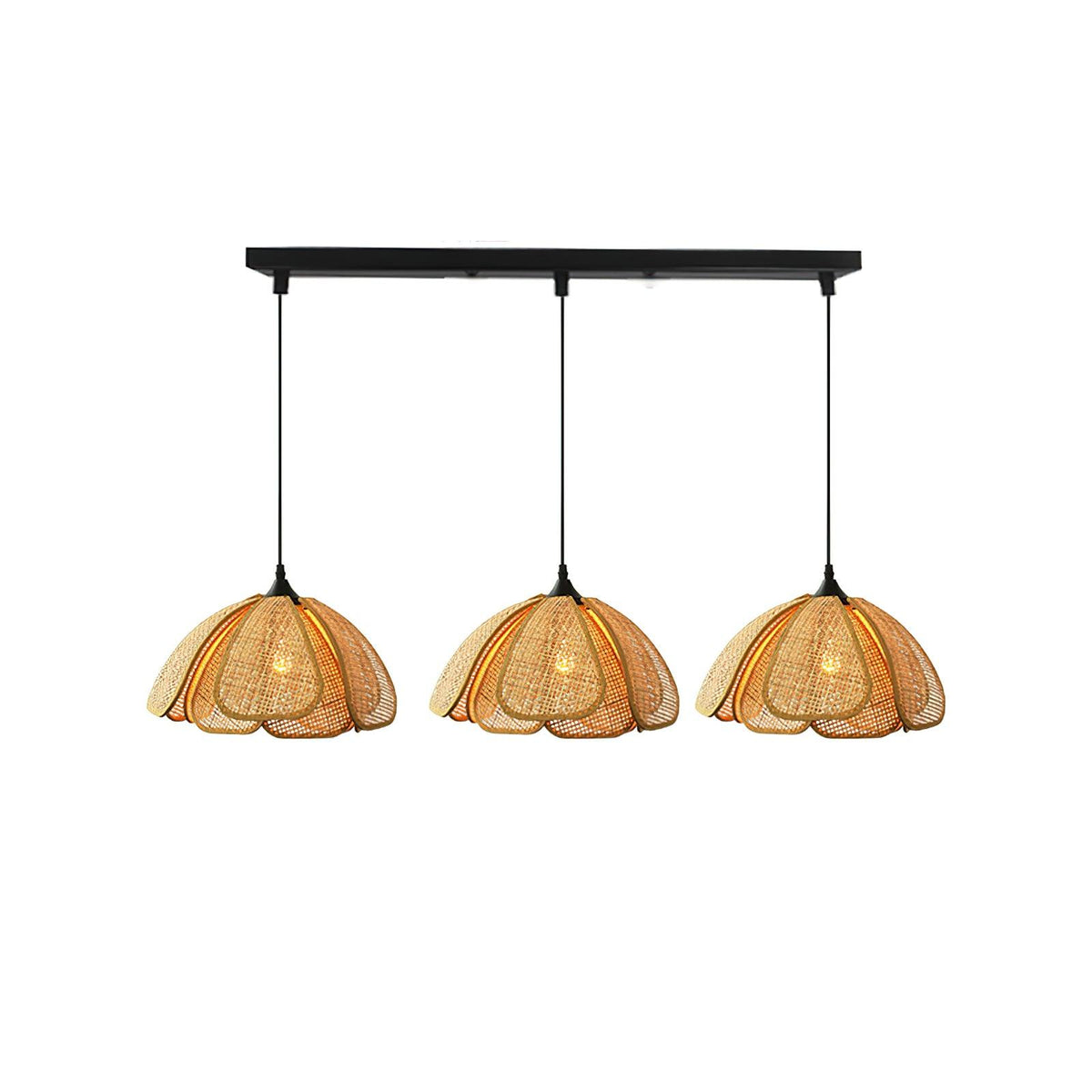 Eurvinel Élégance Floraison Rotin Tissu Suspension - Neutralighting