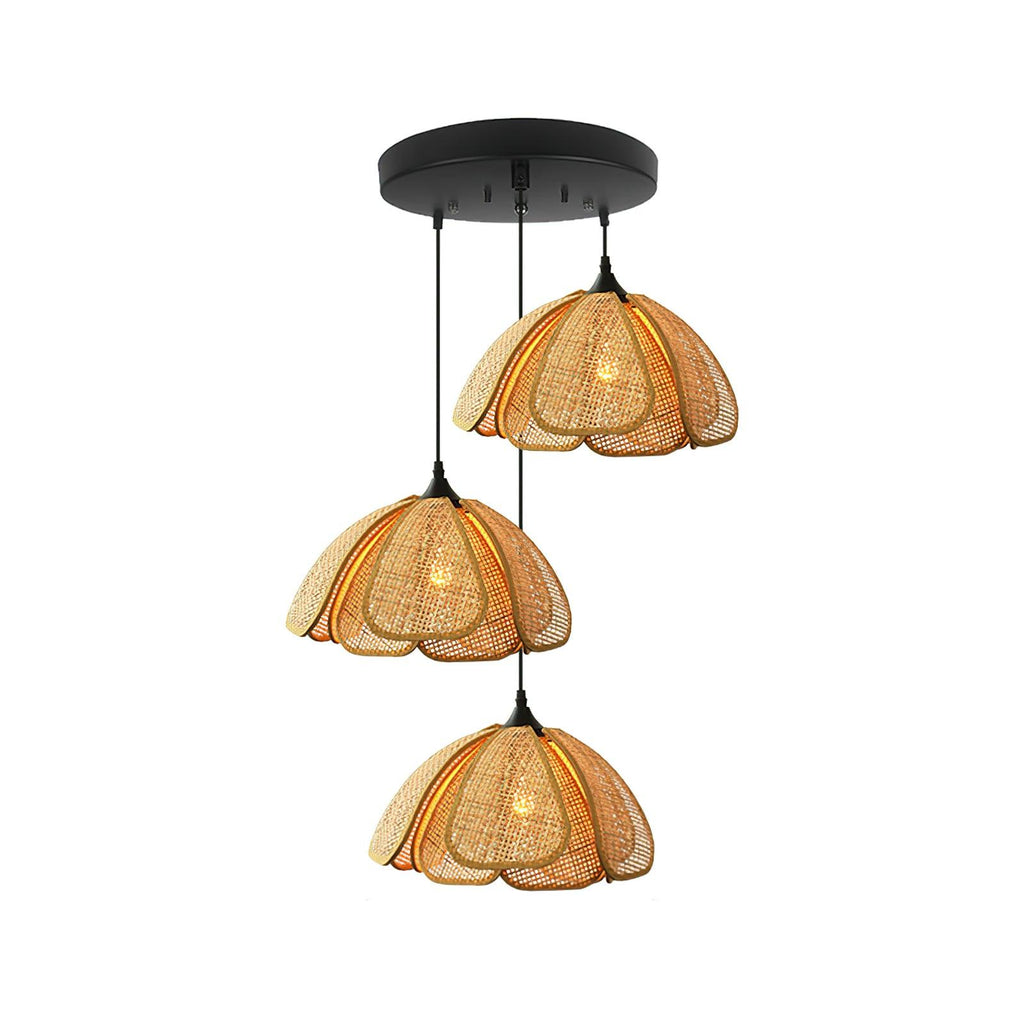 Eurvinel Élégance Floraison Rotin Tissu Suspension - Neutralighting