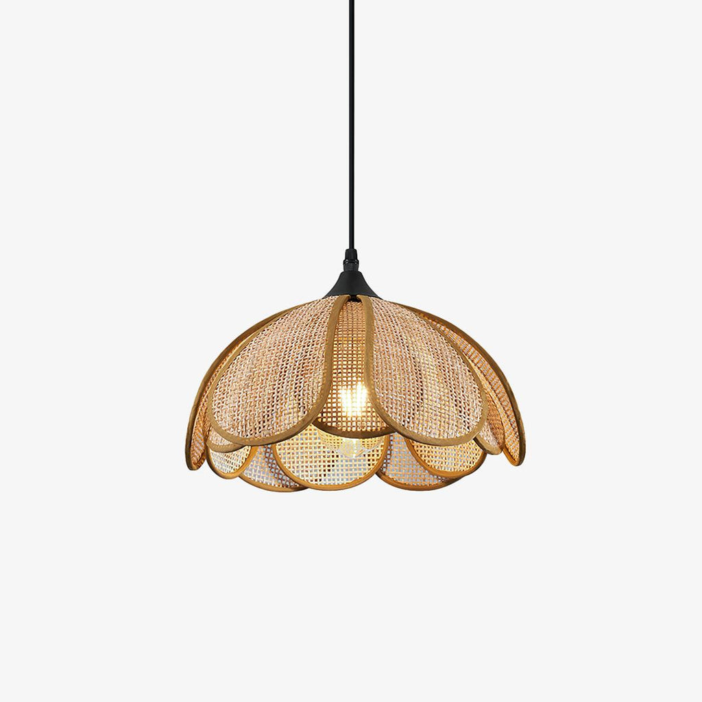 Eurvinel Élégance Floraison Rotin Tissu Suspension - Neutralighting