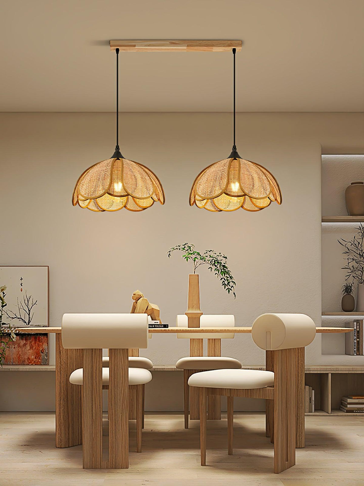 Eurvinel Élégance Floraison Rotin Tissu Suspension - Neutralighting