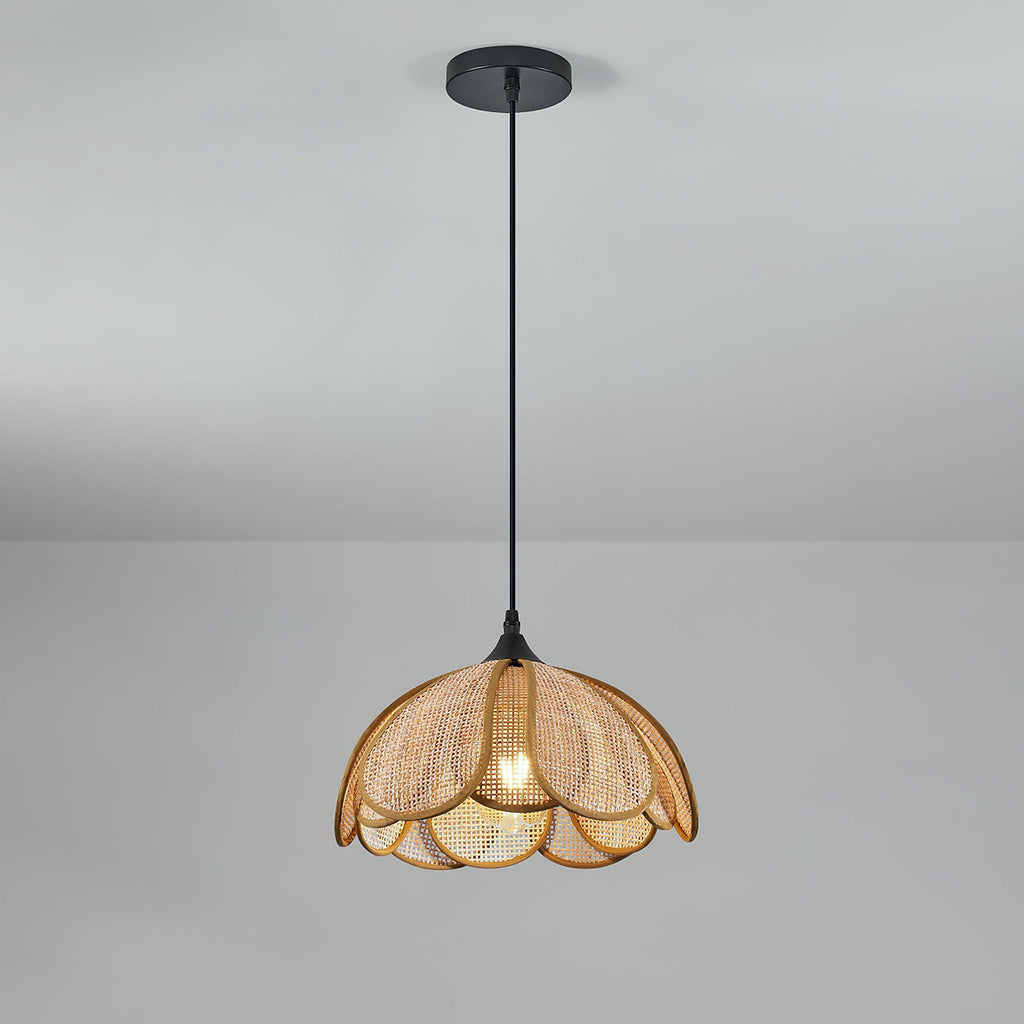 Eurvinel Élégance Floraison Rotin Tissu Suspension - Neutralighting