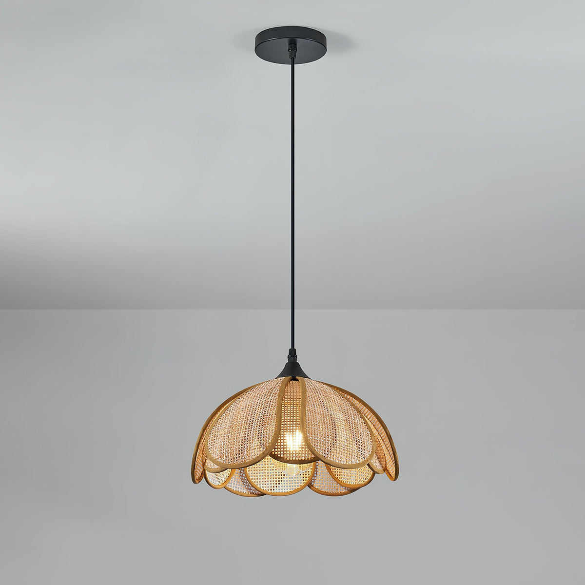 Eurvinel Élégance Floraison Rotin Tissu Suspension - Neutralighting