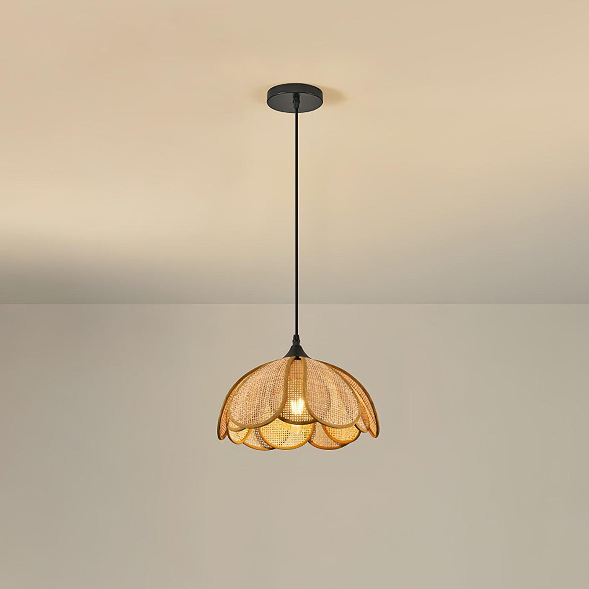 Eurvinel Élégance Floraison Rotin Tissu Suspension - Neutralighting