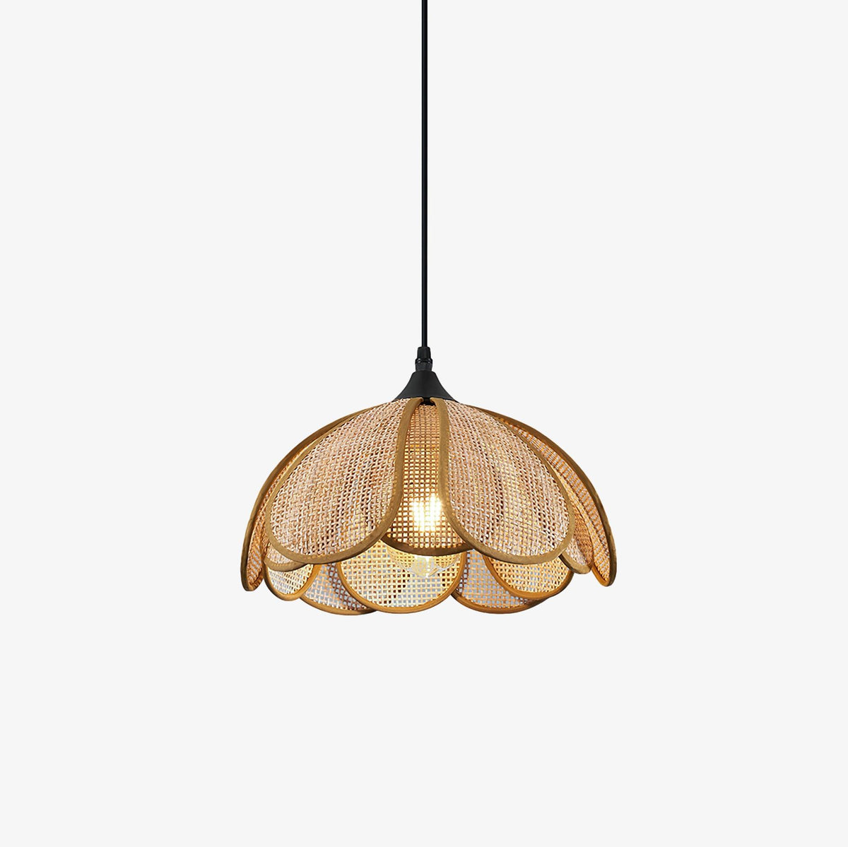 Eurvinel Élégance Floraison Rotin Tissu Suspension - Neutralighting