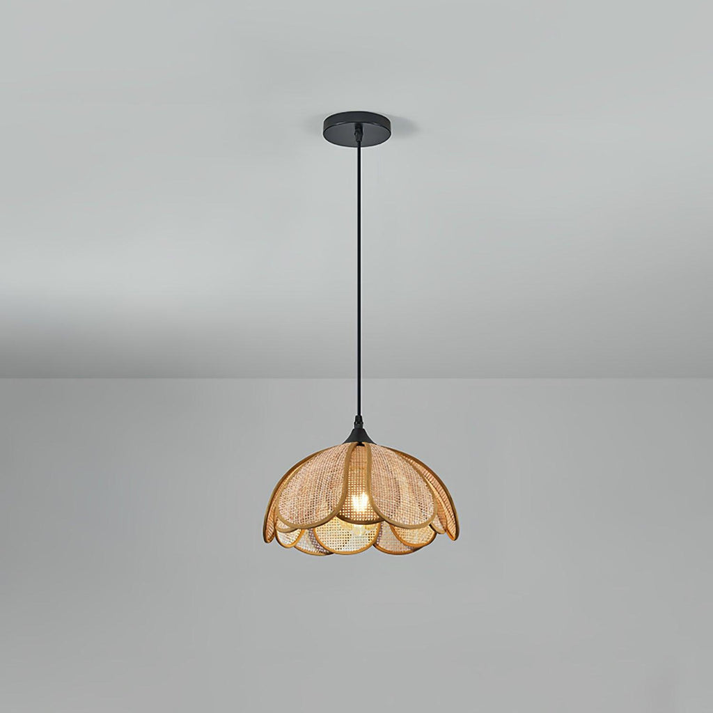 Eurvinel Élégance Floraison Rotin Tissu Suspension - Neutralighting