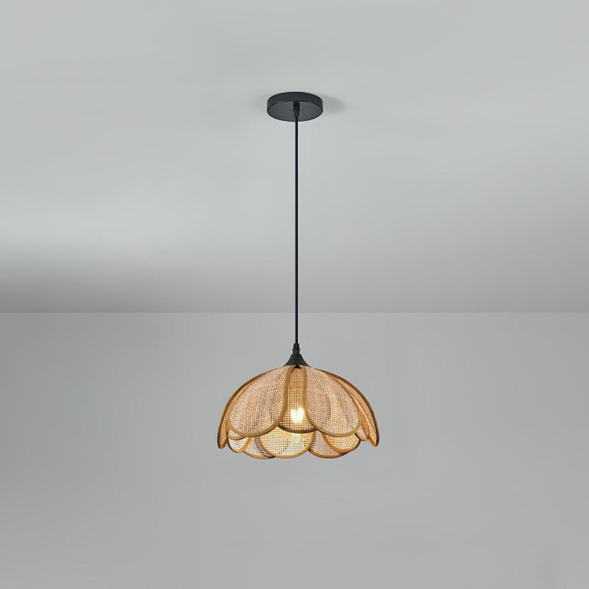Eurvinel Élégance Floraison Rotin Tissu Suspension - Neutralighting