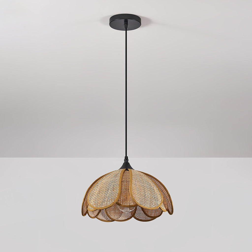Eurvinel Élégance Floraison Rotin Tissu Suspension - Neutralighting