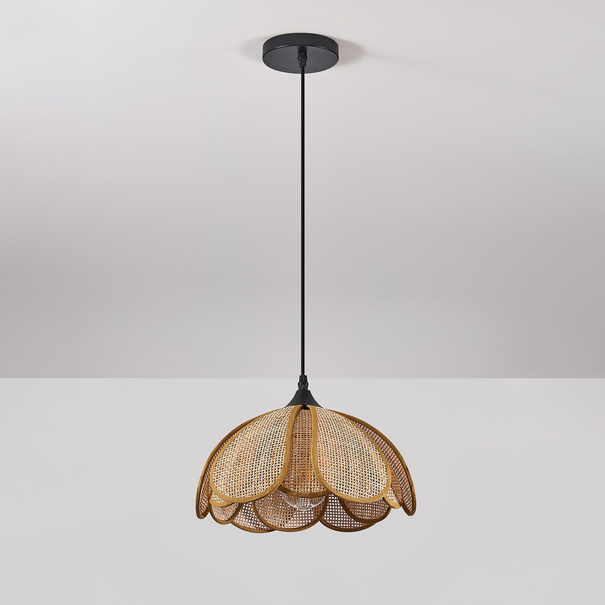 Eurvinel Élégance Floraison Rotin Tissu Suspension - Neutralighting