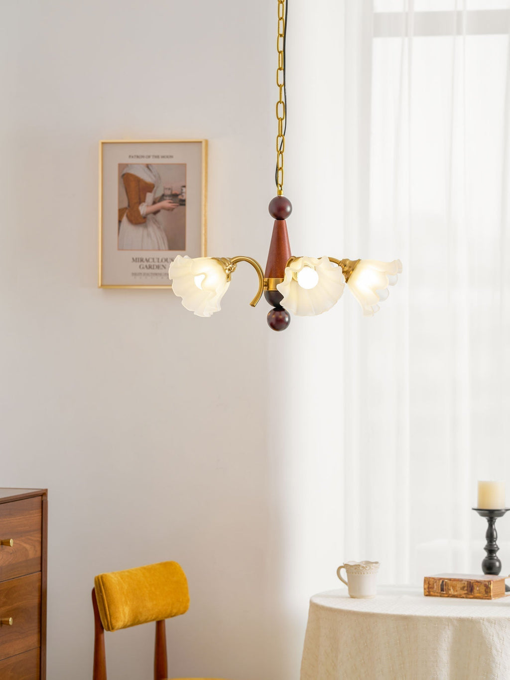 Ilvinan Chandelier Bois Verre Élégance Traditionnelle - Neutralighting