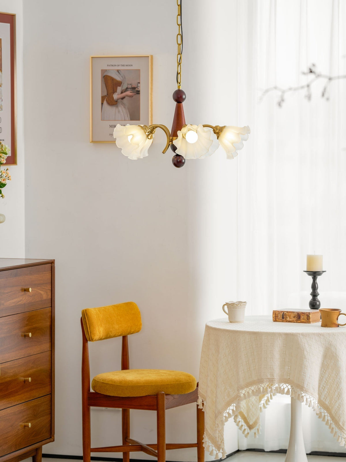 Ilvinan Chandelier Bois Verre Élégance Traditionnelle - Neutralighting