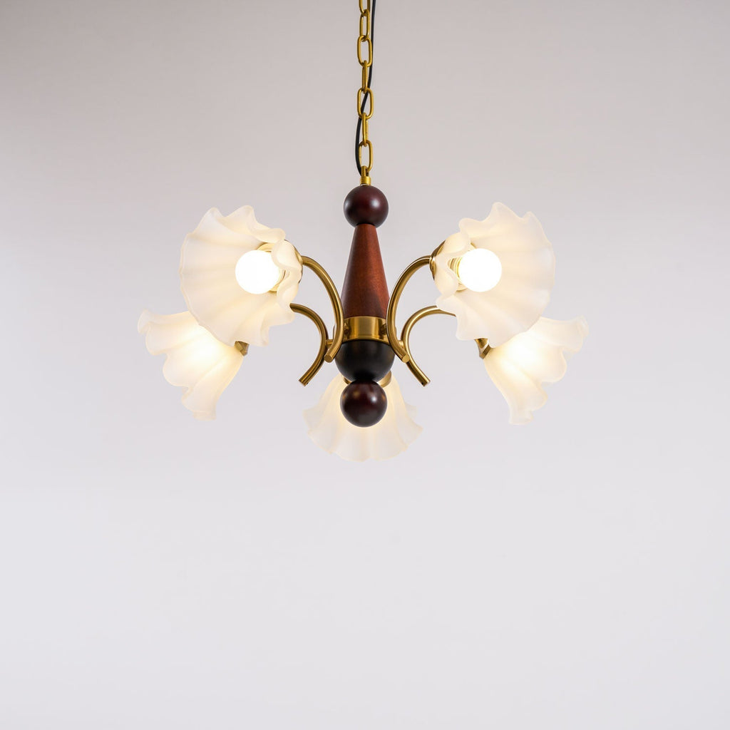 Ilvinan Chandelier Bois Verre Élégance Traditionnelle - Neutralighting