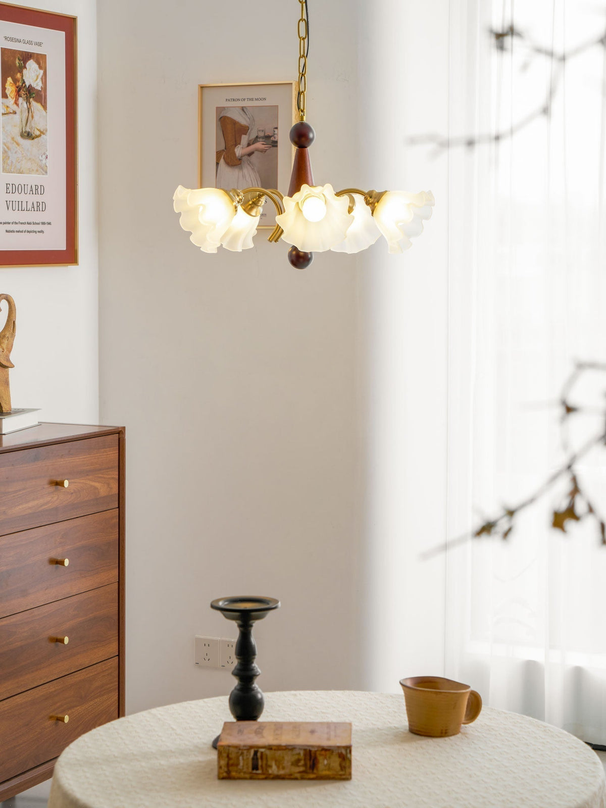 Ilvinan Chandelier Bois Verre Élégance Traditionnelle - Neutralighting