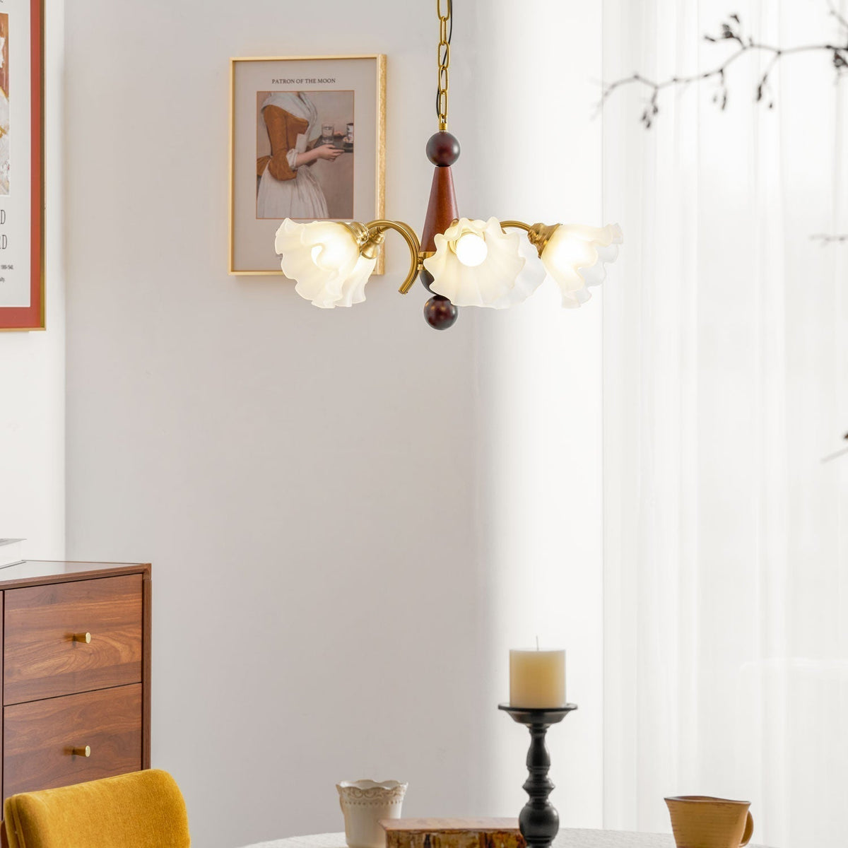 Ilvinan Chandelier Bois Verre Élégance Traditionnelle - Neutralighting