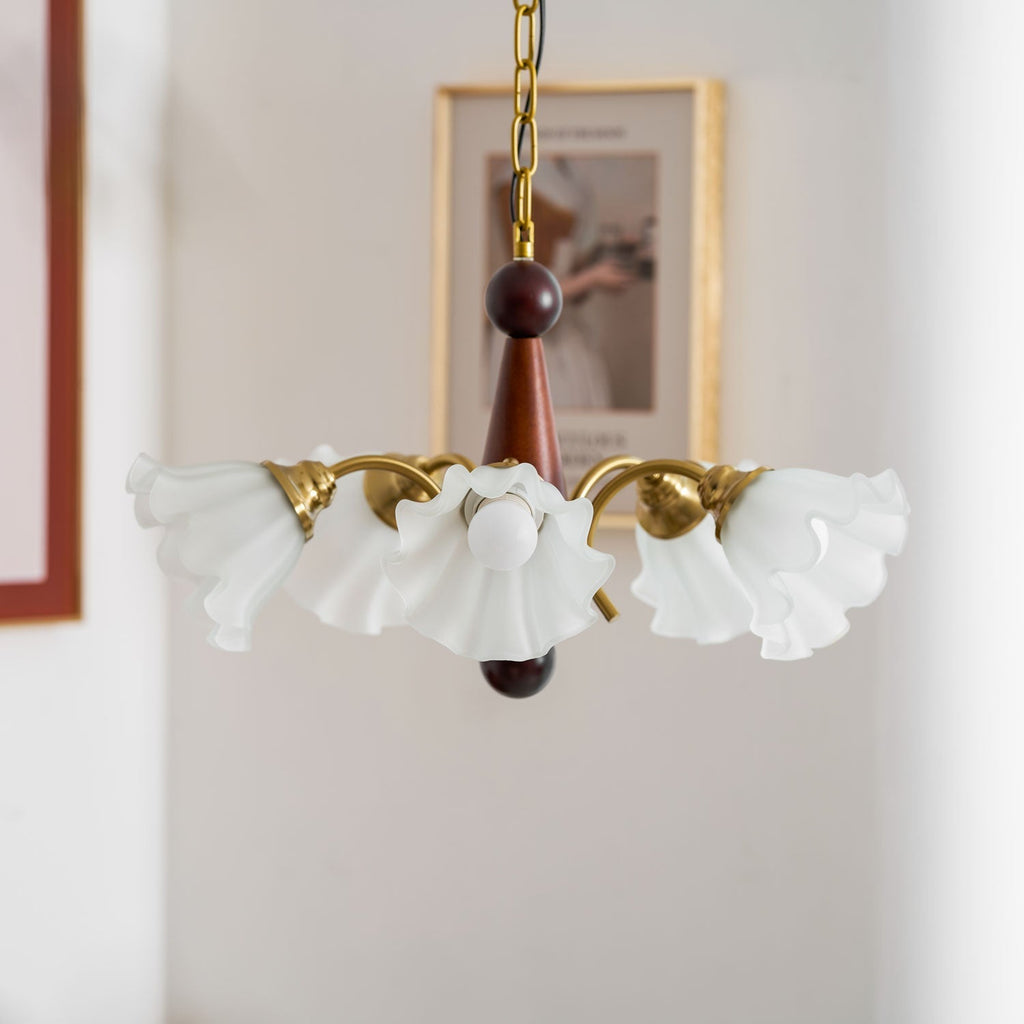 Ilvinan Chandelier Bois Verre Élégance Traditionnelle - Neutralighting