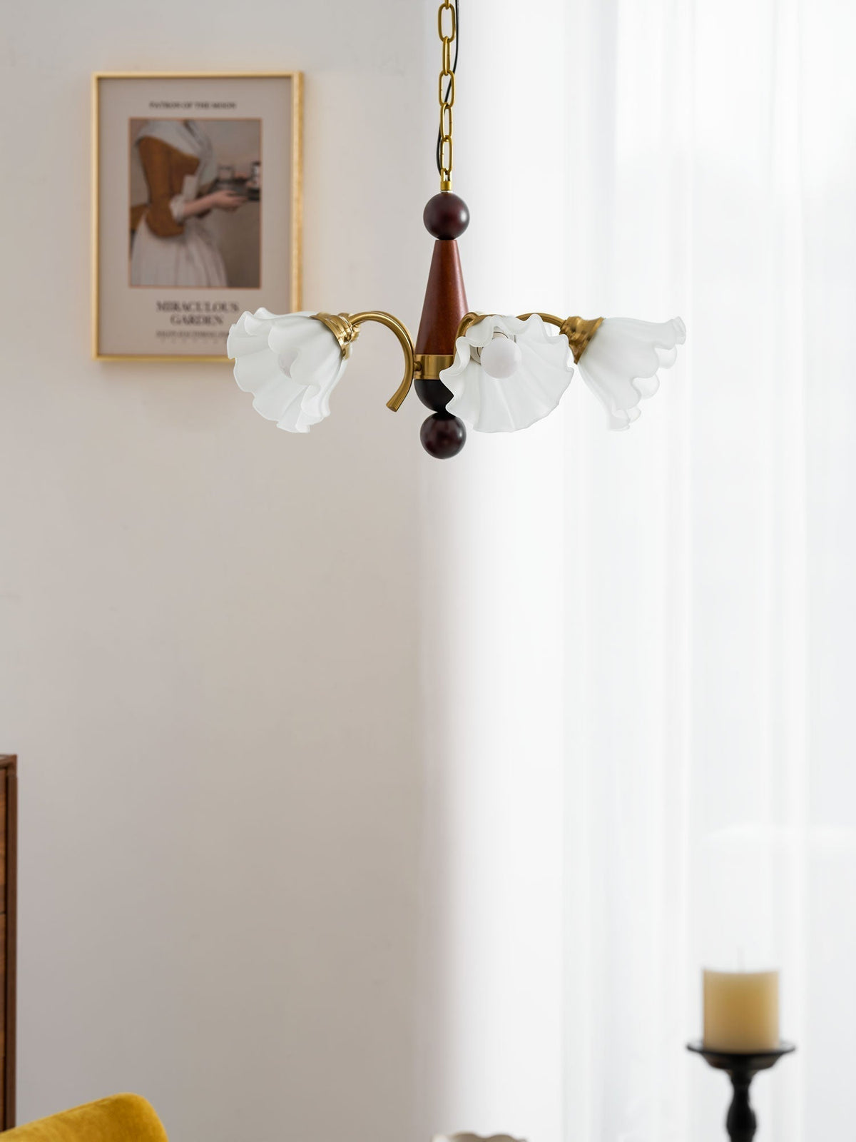 Ilvinan Chandelier Bois Verre Élégance Traditionnelle - Neutralighting