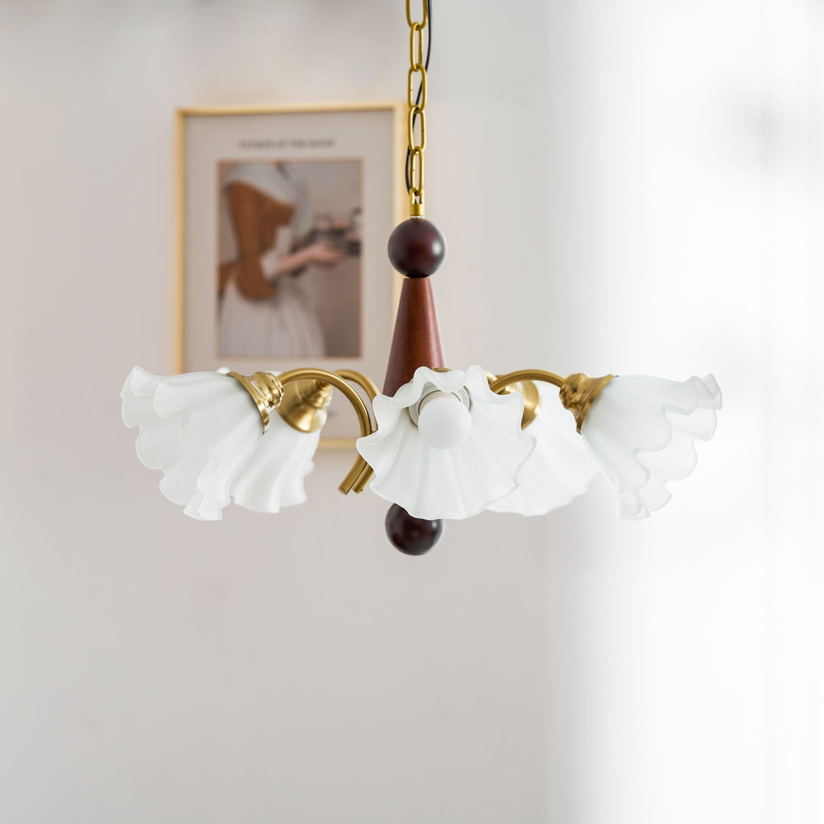 Ilvinan Chandelier Bois Verre Élégance Traditionnelle - Neutralighting