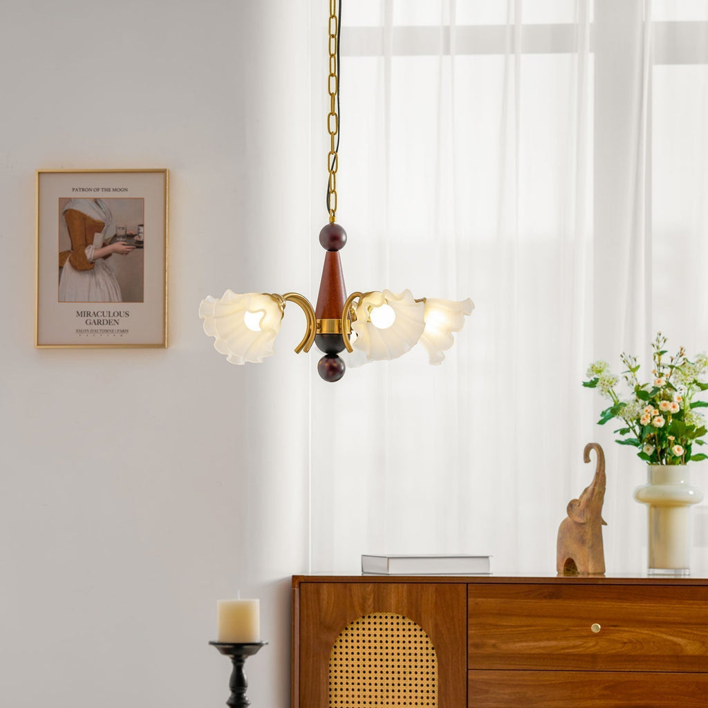 Ilvinan Chandelier Bois Verre Élégance Traditionnelle - Neutralighting