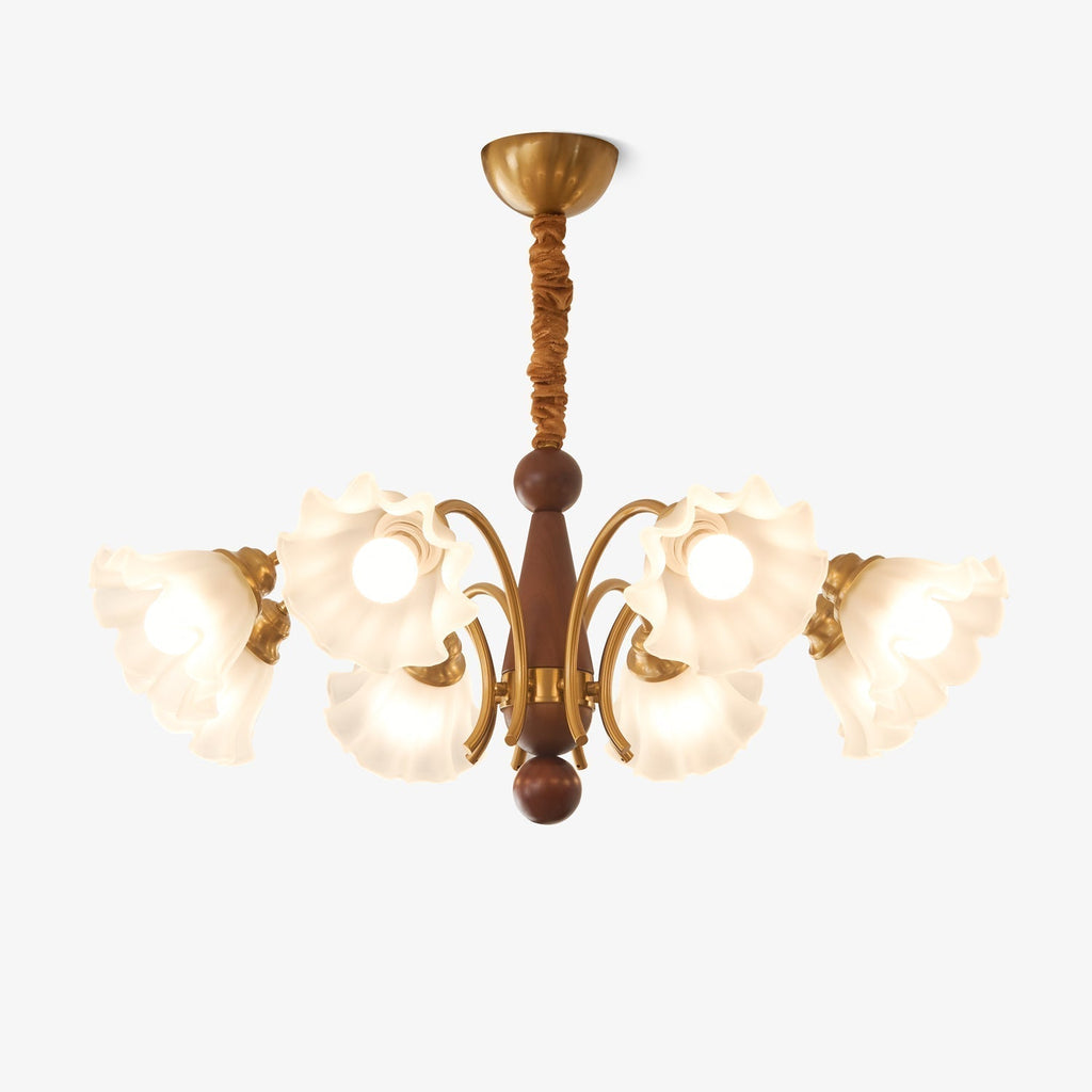 Ilvinan Chandelier Bois Verre Élégance Traditionnelle - Neutralighting