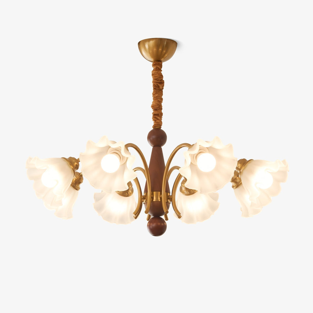 Ilvinan Chandelier Bois Verre Élégance Traditionnelle - Neutralighting