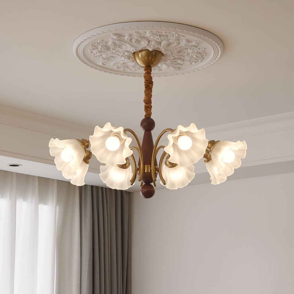 Ilvinan Chandelier Bois Verre Élégance Traditionnelle - Neutralighting
